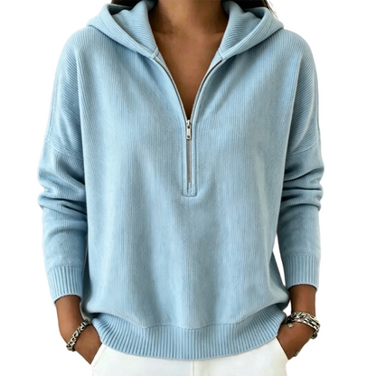 🌸Damhalvzip – stickad hoodie med halv dragkedja för damer – mjuk, hudvänlig, varm och mysig, ✨perfekt för vardagsbruk under höst och vinter samt lättare aktiviteter.