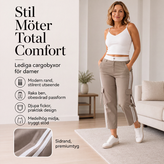 👖Kvinnors sportiga capri-cargobyxor med sidoränder