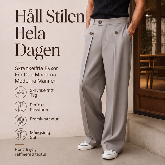 👖Herrbyxor med raka ben, skrynkelfria