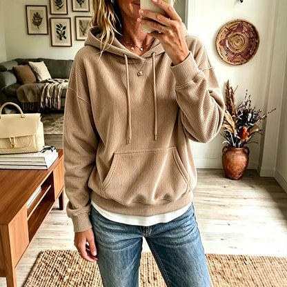 🎀Huvtröja i corduroy för damer med fickor