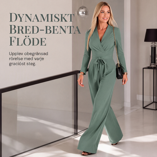 🌸 Ny kollektion 👗 Jumpsuit för damer med långa ärmar, V-ringning och bälte – elegant passform, smickrande silhuett och bekväm stil ✨