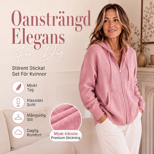 Damens luvkofta i lös passform, stickad