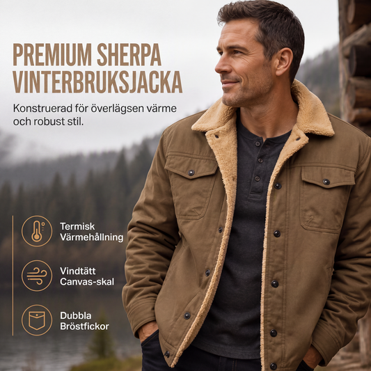 Klassisk Sherpa-fodrad Utility Cargo-jacka för män