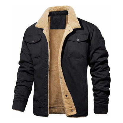 Klassisk Sherpa-fodrad Utility Cargo-jacka för män