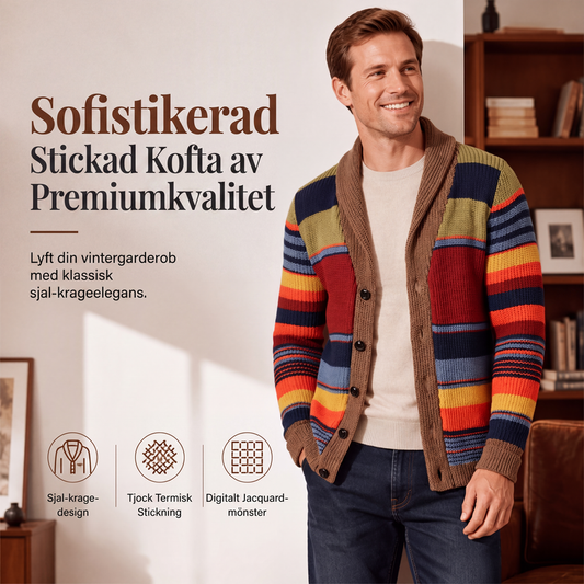🌈Herrkofta med sjalkrage och ränder