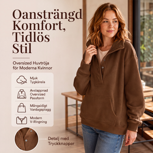 Dam-Luvtröja med löst passform och tryckknappar