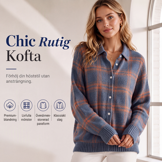Kvinnlig ledig rutig knäppt cardigan