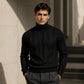 Herrens cable-knit tröja med polo krage