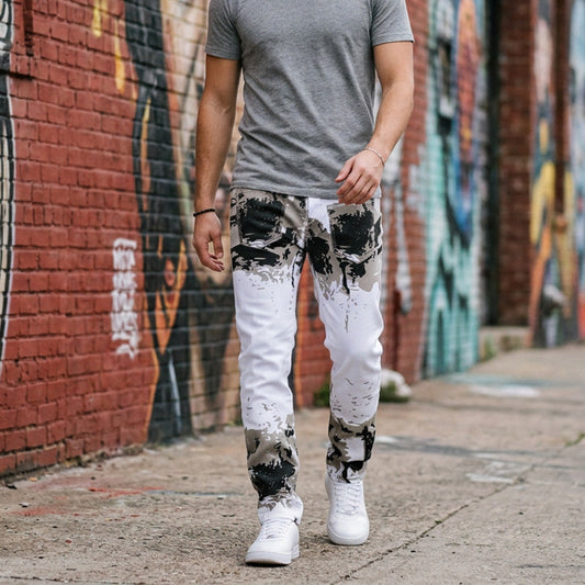 📢📢50 % rabatt!!! 🎉✨Trendiga slim fit jeans i kamouflage för män