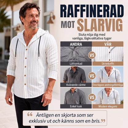Randig huvtröja med långa ärmar för män
