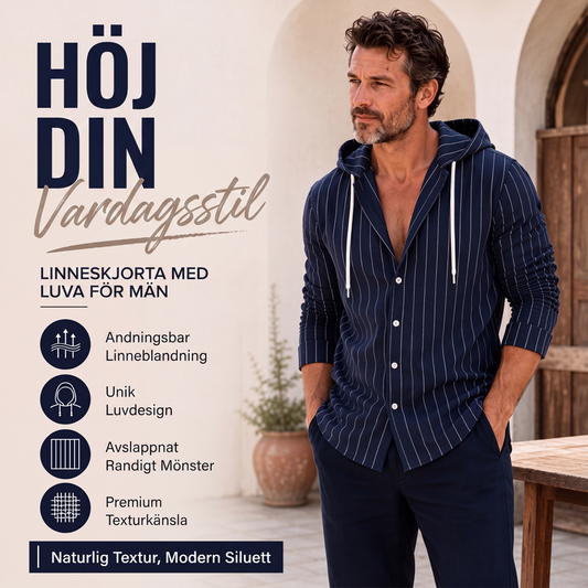 Randig huvtröja med långa ärmar för män