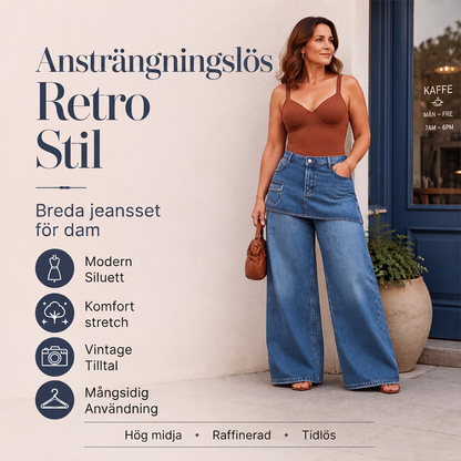 Kjol lager ovanpå denimjeans för kvinnor