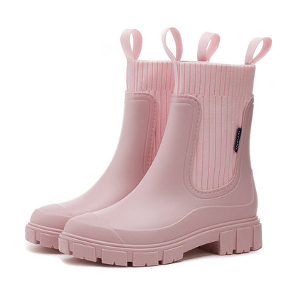 ☔Vattentäta Halkfria Boots med Tjock Sula i Mellanlängd
