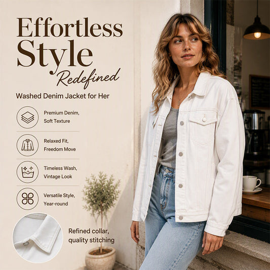 📢🎉50 % rabatt!!!🛍️✨Överdimensionerad tvättad jeansjacka för damer
