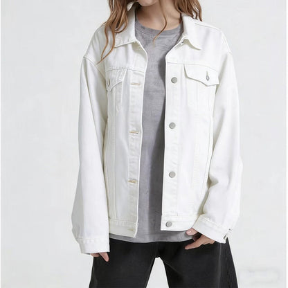 📢🎉50 % rabatt!!!🛍️✨Överdimensionerad tvättad jeansjacka för damer