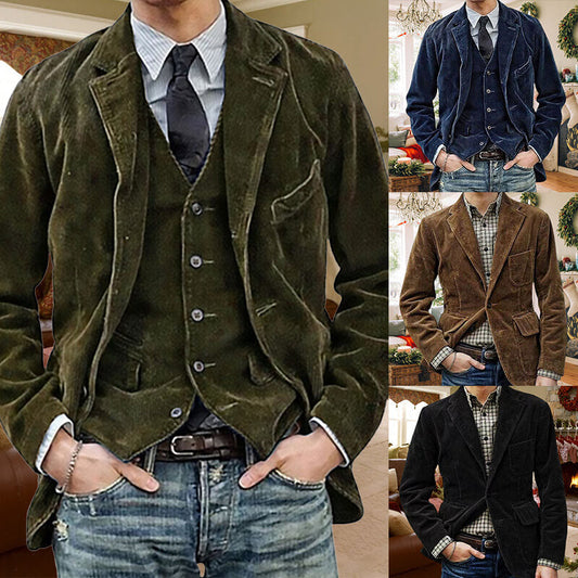 [varm present till honom] 🎁 Vinter Fleece Corduroy Blazer för män 🔥