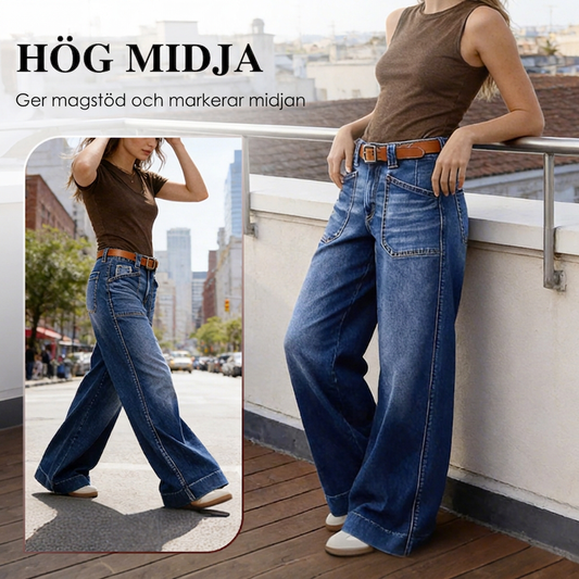 👖Nyhet – Het rea – 50 % rabatt🔥🥳Över 50 000 sålda!💥Jeans med hög midja och vida ben för damer