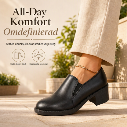 🔥Retro-loafers i brittisk stil med halvklack för damer, stora storlekar, tjock klack, låga skor