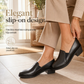 🔥Retro-loafers i brittisk stil med halvklack för damer, stora storlekar, tjock klack, låga skor