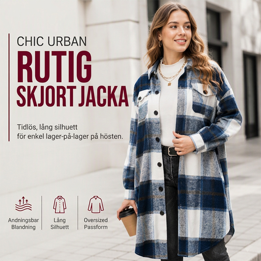 🎀 ✨Kvinnors lediga lång rutig skjortjacka med knappar