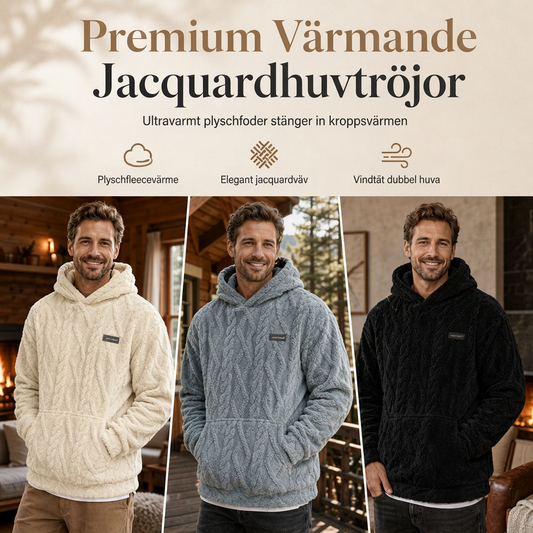 Herrluva med fleecefoder för vinter, jacquardmönstrad, långärmad pullover-tröja för avslappnad utomhusbruk