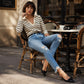 Kvinnors retro slitna jeans med revor