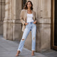 Kvinnors retro slitna jeans med revor