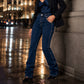 Retro-jeans med hög elasticitet och bootcut-passform för damer