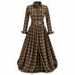 👗✨Vintage-klänning i rutmönster för kvinnor i stora storlekar, med oregelbunden nederkant och figursmickrande design