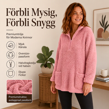 ✨ Plüschtröja för damer med halv dragkedja och fickor – mjuk, bekväm och avslappnad för vardagsbruk 🤎