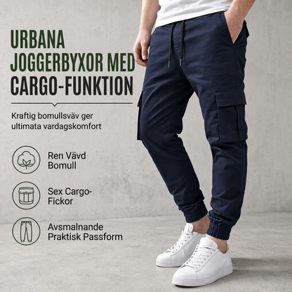 🔥Populär produkt! ✨Cargo-byxor för herrar i avslappnad stil med flera fickor och dragsko