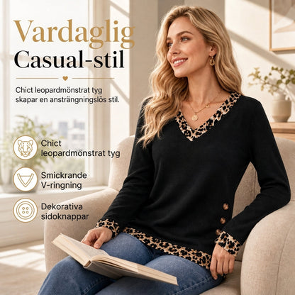 📢🎉50 % rabatt!!!🛍️✨Långärmad stickad topp med V-ringning för damer