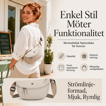 Minimalistisk axelväska i halvmåneform