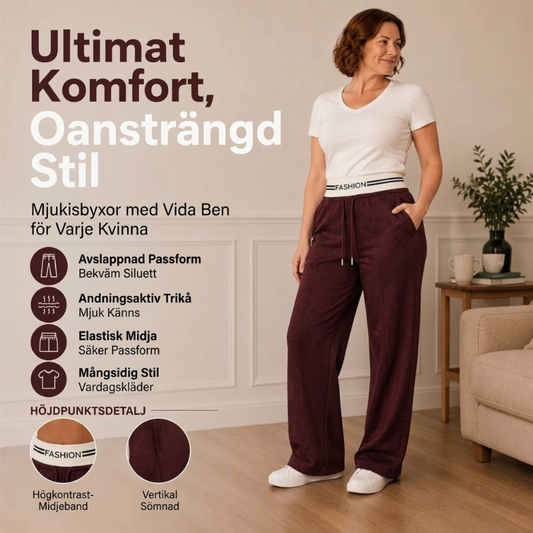 👖Damträningbyxor med hög midja och breda ben