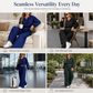 🛍️ Specialerbjudande ✨ 2-delat set för damer 👗 Crop-top med V-ringning & byxor med hög midja och vida ben – elegant passform och bekväm stil
