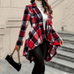 Kvinnlig rutig kappa med high-low peplum