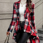 Kvinnlig rutig kappa med high-low peplum