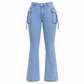 📢🎉50 % rabatt!!!🛍️✨Mycket elastiska, figursydda cargo-jeans med veckade ben för damer och fickor med flikar