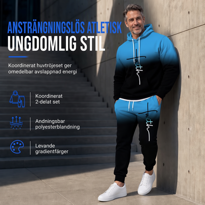 📢🎉50 % rabatt!!!🛍️✨Set med 3D-digitaltryckt långärmad huvtröja och byxor för herrar, avslappnad träningsdräkt för våren och hösten