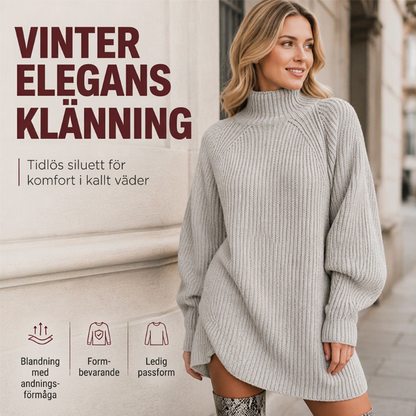 ✨ Nyhet 🤎 Mysig stickad klänning med hög hals för damer – mjuk värme, bekväm passform och elegant vinterlook