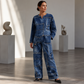 🔥 50 % RABATT UNDER BEGRÄNSAD TID! 👖 Dammode i jeansmönster med topp och byxor med vida ben – bekvämt, retro och elegant ✨