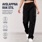 Damledda cargobyxor med rak passform, elastisk midja med dragsko och sidofickor för verktyg