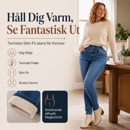 👖Damernas högmidjade skinny jeans med varmt foder