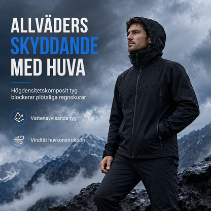 🌧️ Väderbeständigt skydd, stor rörelsefrihet | Unisex-softshelljacka med huva