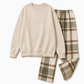 Set för kvinnor: mjuk ledig sweatshirt med rundhals och vida byxor