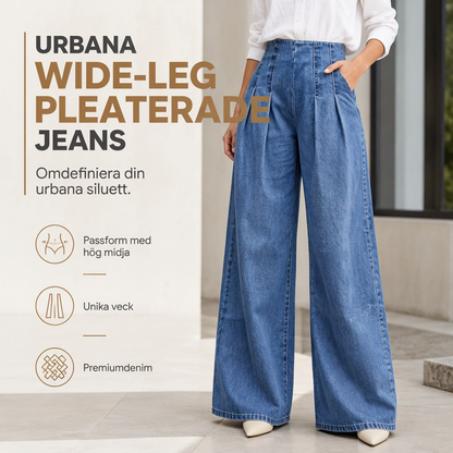 👖Damjeans med hög midja och vida ben