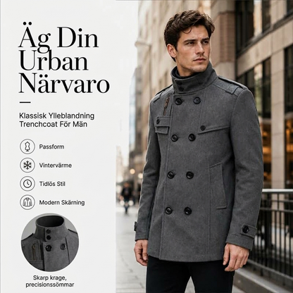 ✈️🧥Fri frakt⭐Smalpassad dubbelknäppt trenchcoat för män