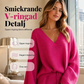 Set med stickad V-ringad tröja och vida byxor för kvinnor