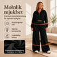 ✈️Fri frakt🥰Damset med kort dragkedja-tröja och vida byxor