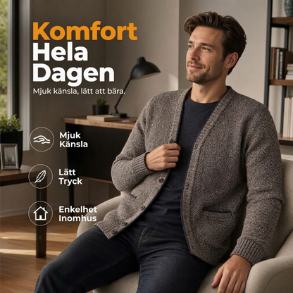 Klassisk stickad kofta med knappar för män